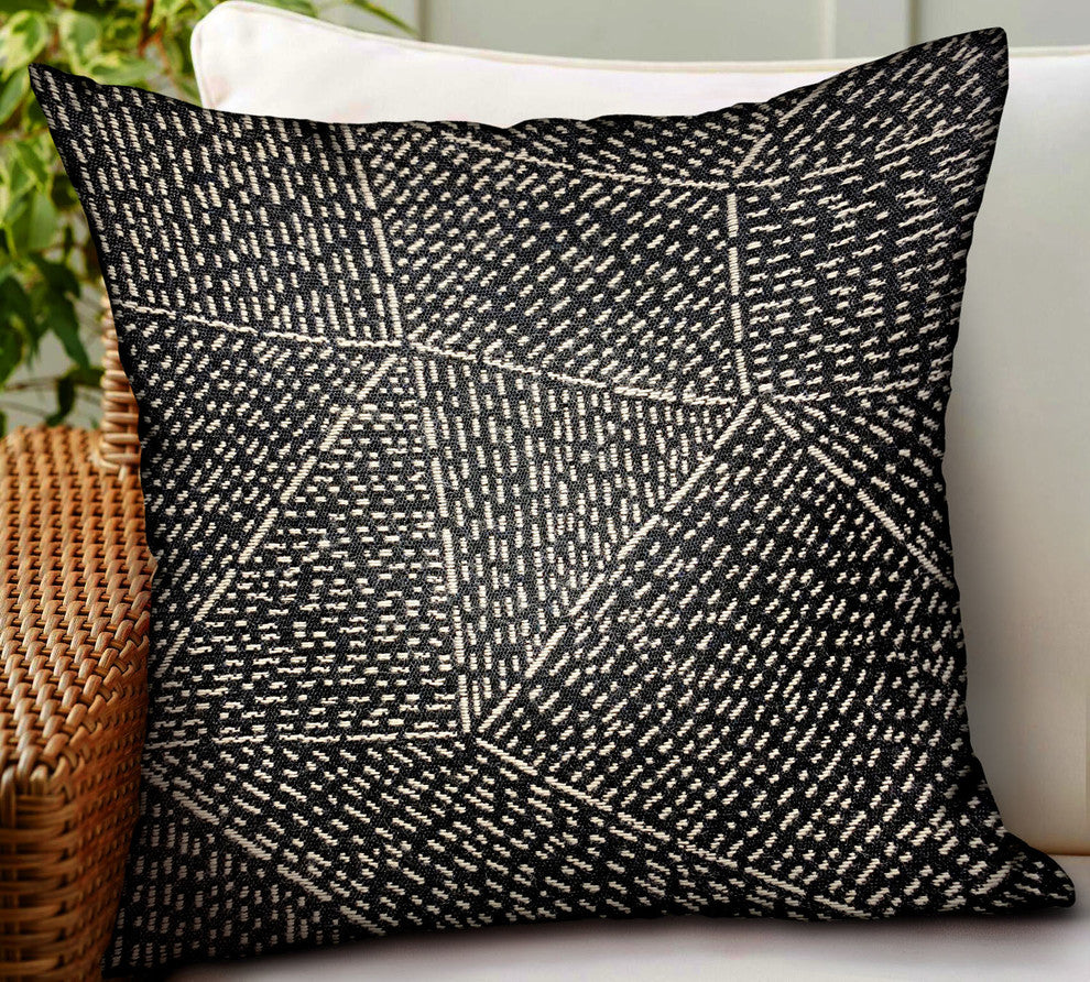 Plutus Onyx Way Gray Geometric Luxury Outdoor/Indoor Throw Pillow, 22"x22"