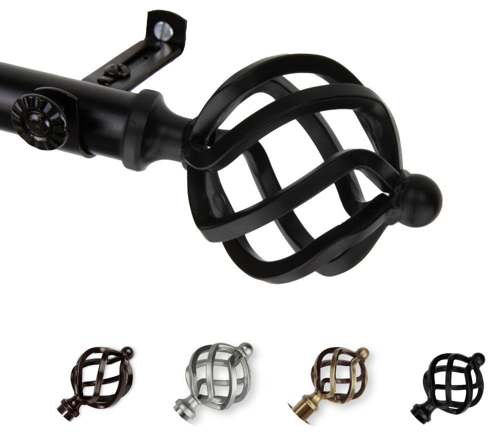 Twist Curtain Rod, Black, 66-120"