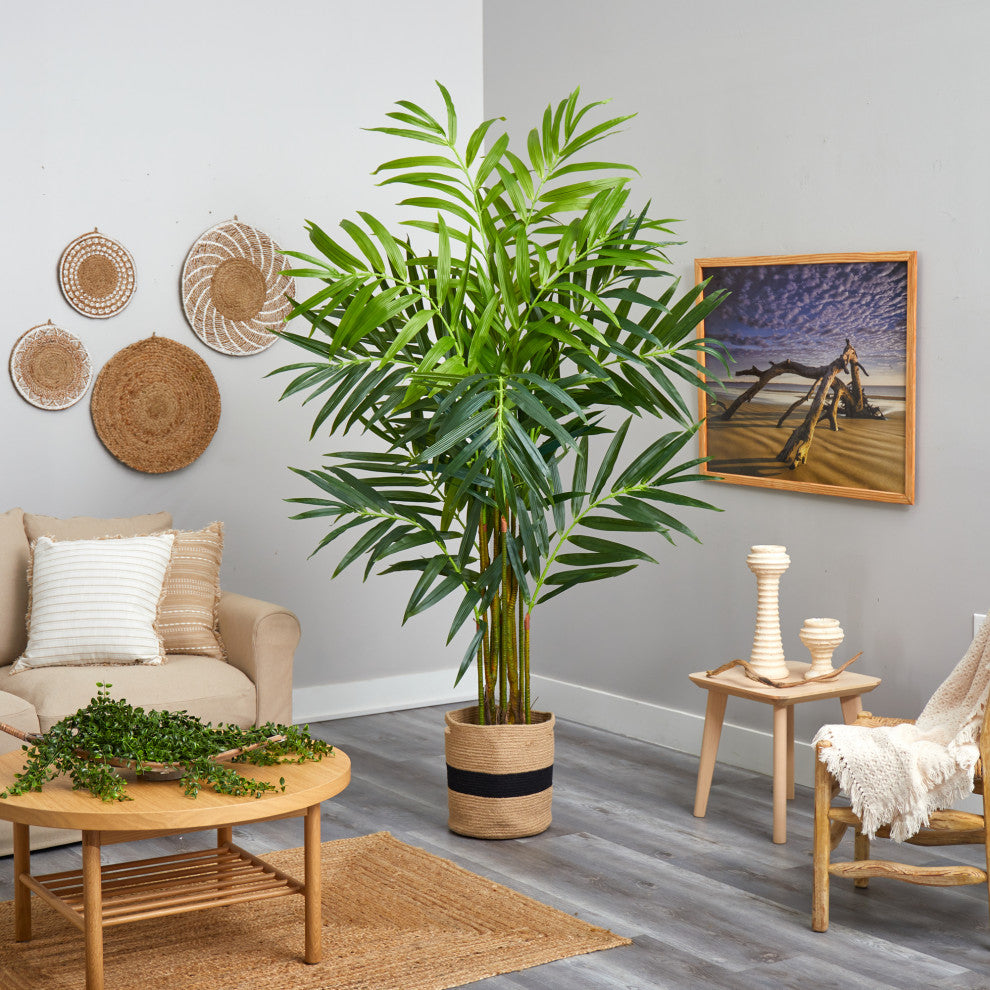 T2992 8 King Palm Artificial Tree in Handmade Natural Jute and Cotton Planter