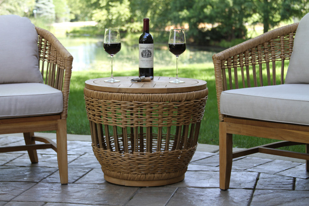 2 Person Bohemian Seating Group With Storage Accent Table