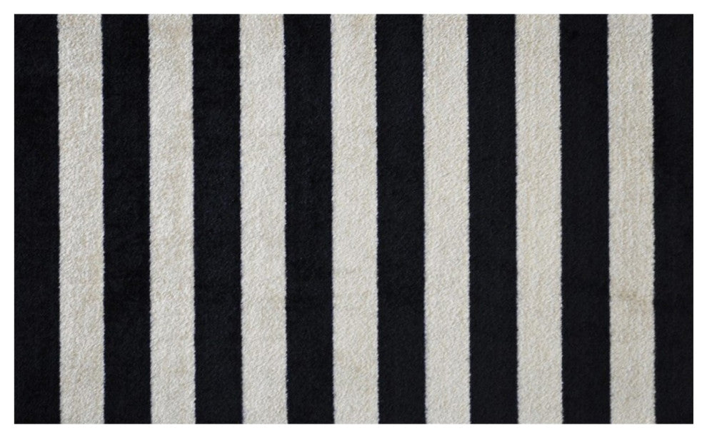 2' x 4' Black and Tan Wide Stripe Washable Floor Mat
