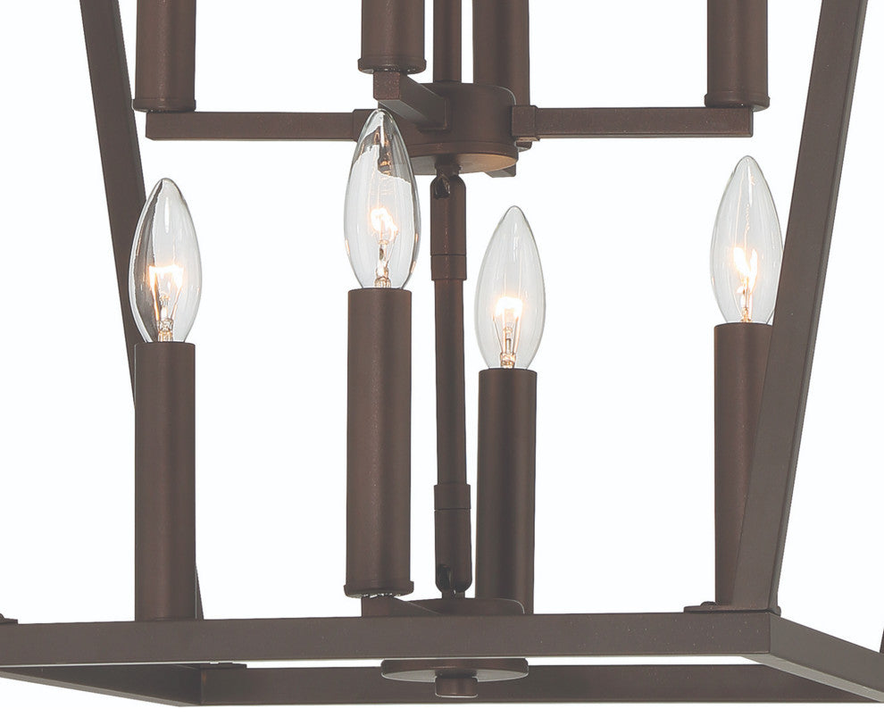 8-Light Lantern Geometric Chandelier, Oil Rubbed Bronze