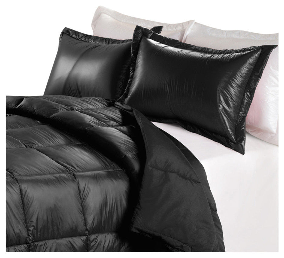 PUFF Packable Down Indoor/Outdoor Water Resistant Comforter, Black, Full/Queen