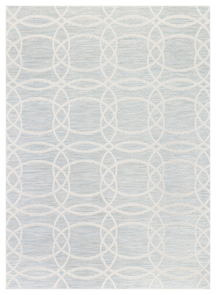 Portland Sisal Tocha Modern Geometric Blue 7''10"x10''6" Flatweave Area Rug