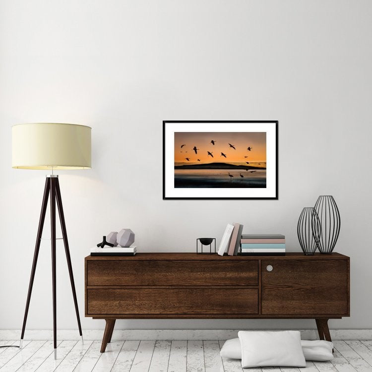"Fly-In At Sunset" Framed Digital Print by Shenshen Dou, 38"x26"
