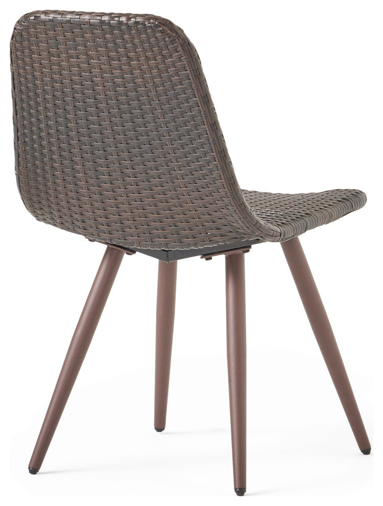 GDF Studio Gilda Outdoor Multi-Brown Wicker Dining Chairs, Set of 4