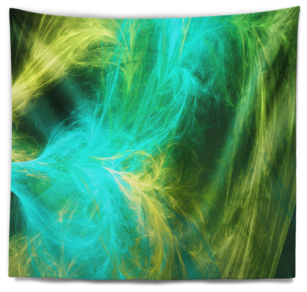 Green Mystic Psychedelic Design Abstract Wall Tapestry, 60"x50"