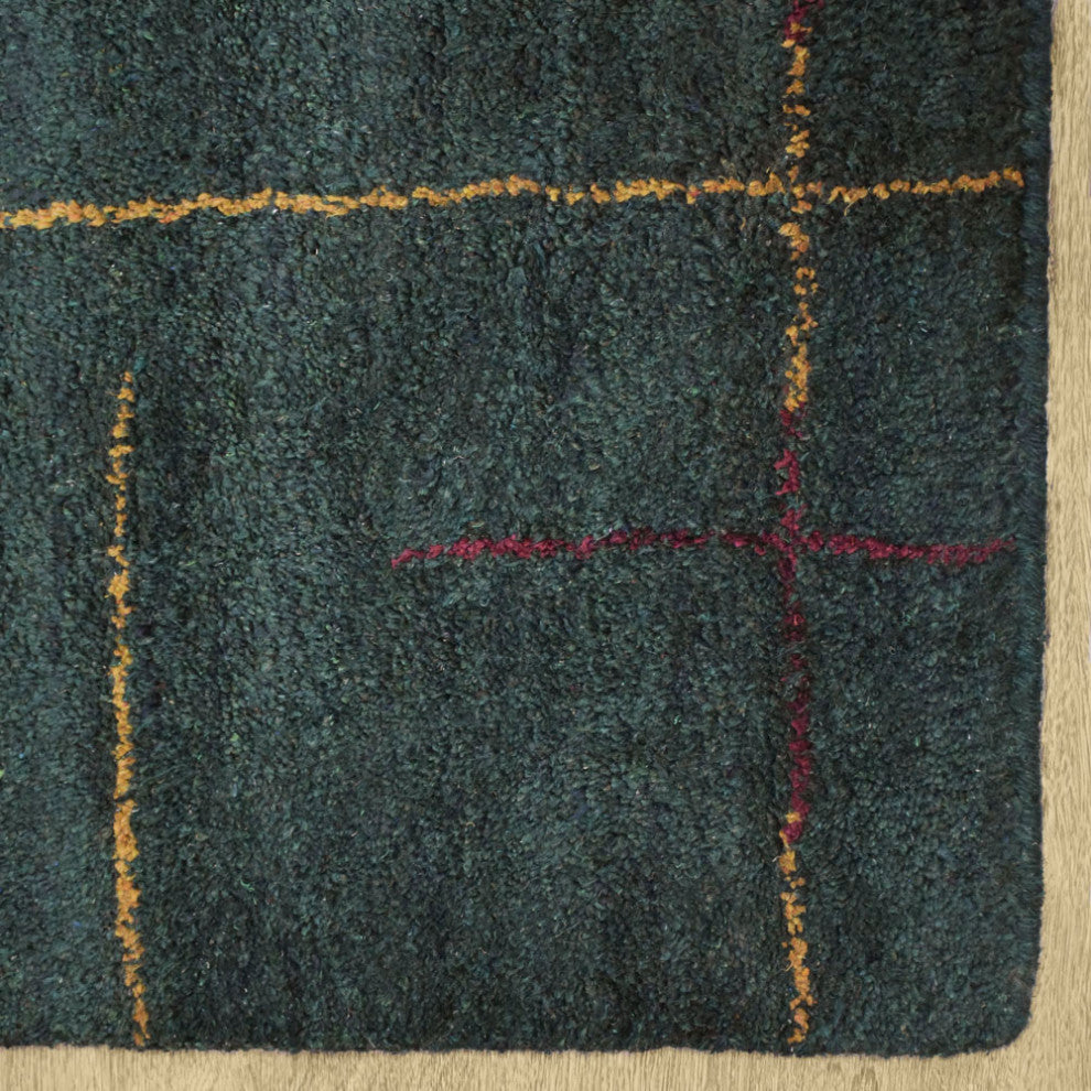 HAND KNOTTED LOOM SILK ECO-FRIENDLY RUGS-5'x8',Rectangle,Green Red,Contemporary