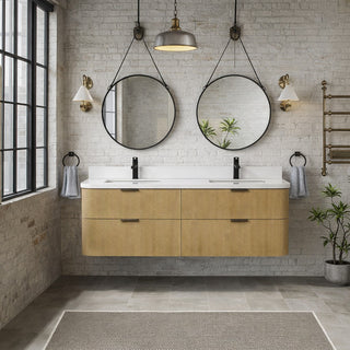 Ari Kitchen and Bath Chantal 60" Floating Bathroom Vanity Oak