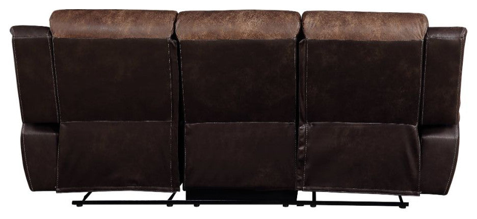 Jaylen Motion Sofa, Toffee & Espresso Polished Microfiber
