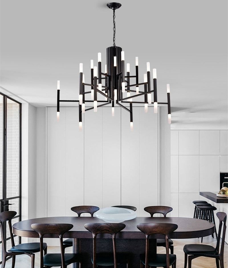 Zelbio | Gold/Black Postmodern LED Chandelier for Living Room, Black, 36 Lights - Dia102.1xh70.1cm / Dia40.2xh27.6"