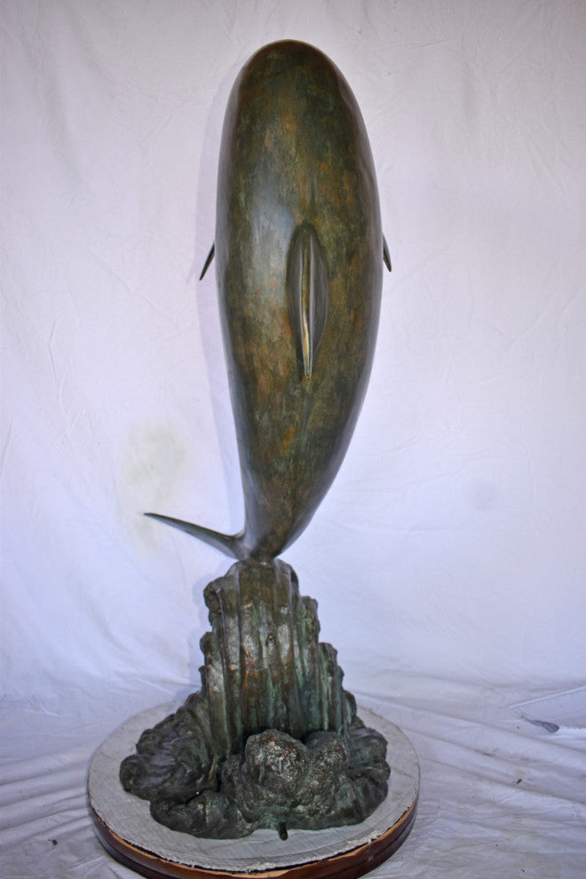 Fountain of A Dolphin Jumping of The Water Made of Bronze Size: 21"x 30" x 50"
