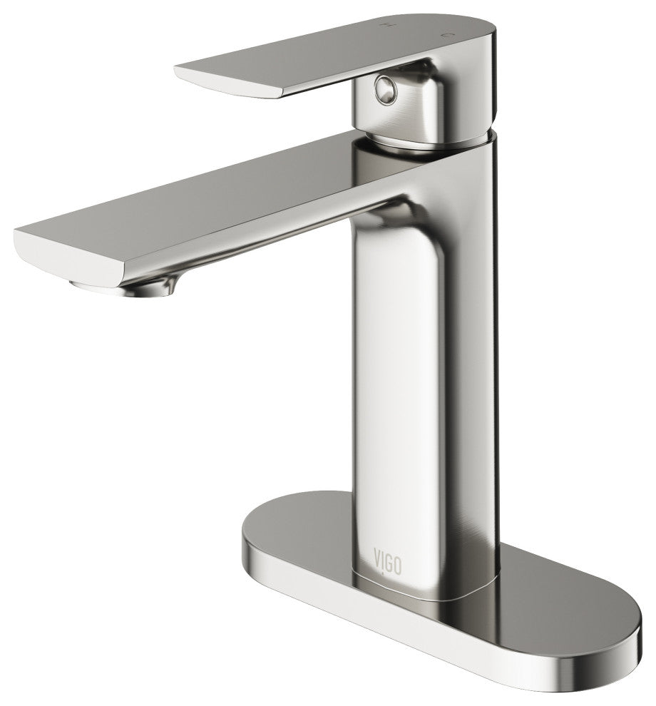 VIGO 6" H Davidson Single Handle Single Hole Faucet, Brushed Nickel, With Deck Plate