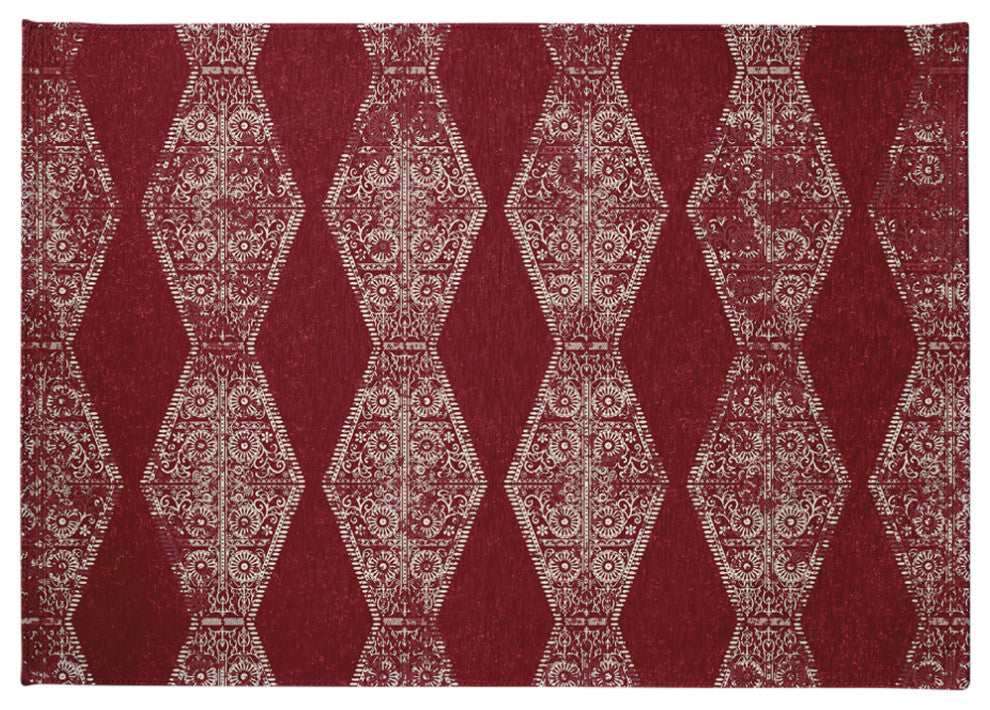 Pyramid Stripe Chenille Rug, Dark Red, 5'x7'