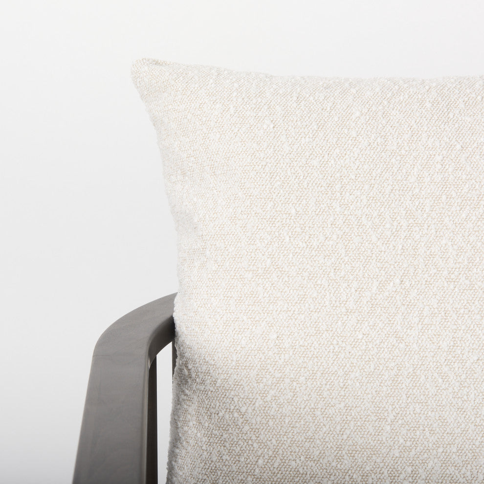 Kopari Cream Boucle Fabric w/ Dark Brown Solid Wood Frame Accent Chair