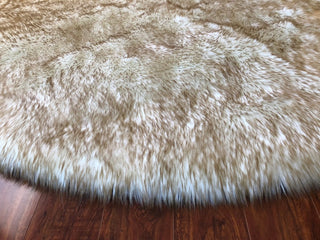 Super Soft Faux Sheepskin Rug, Oval, Eclipse, White, Brown Tips, 12'x15'