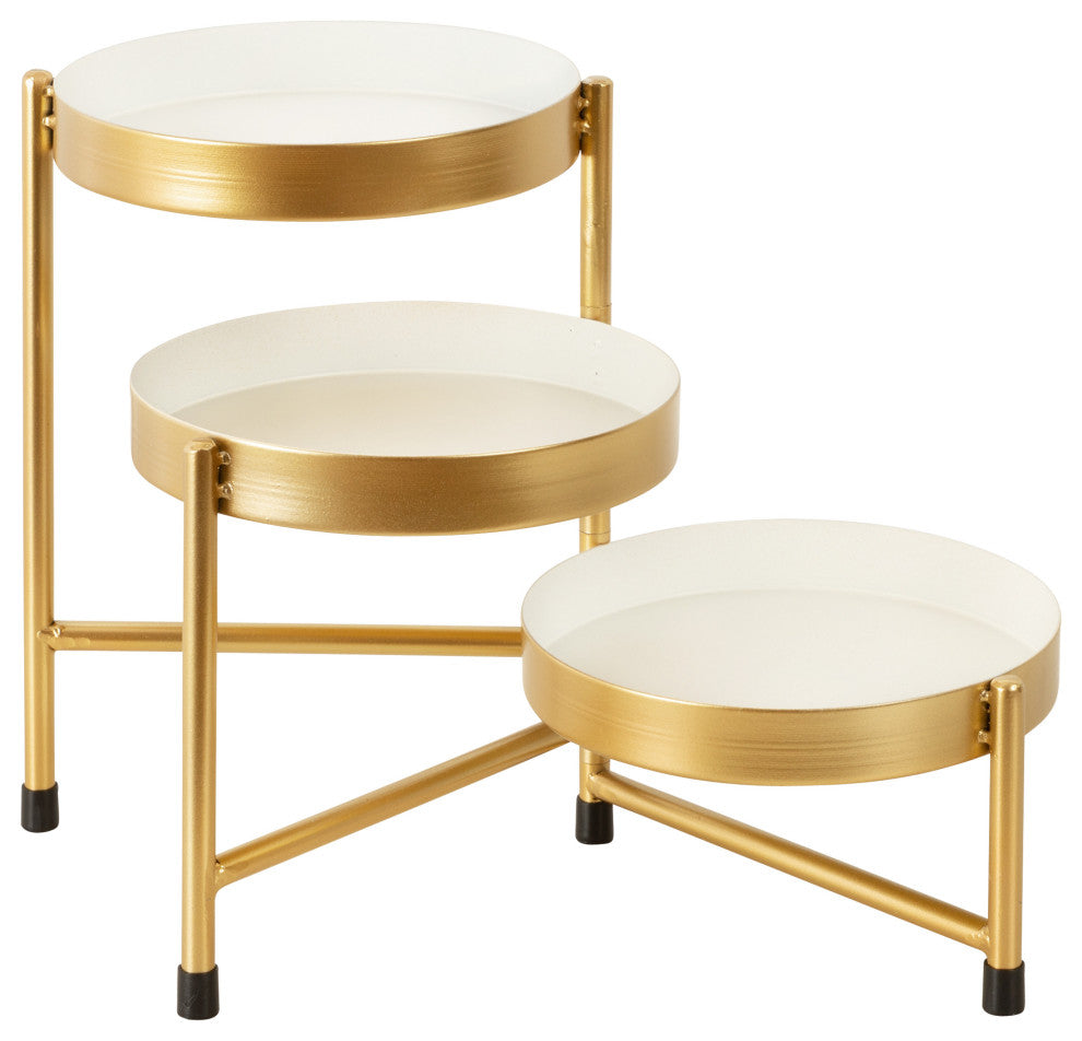 Finn Tiered Tabletop Planter, White Gold