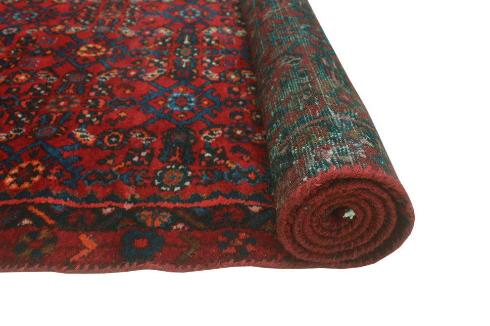 Fine Vintage Distressed Lafayette Red/Charcoal Runner, 3'4x13'10