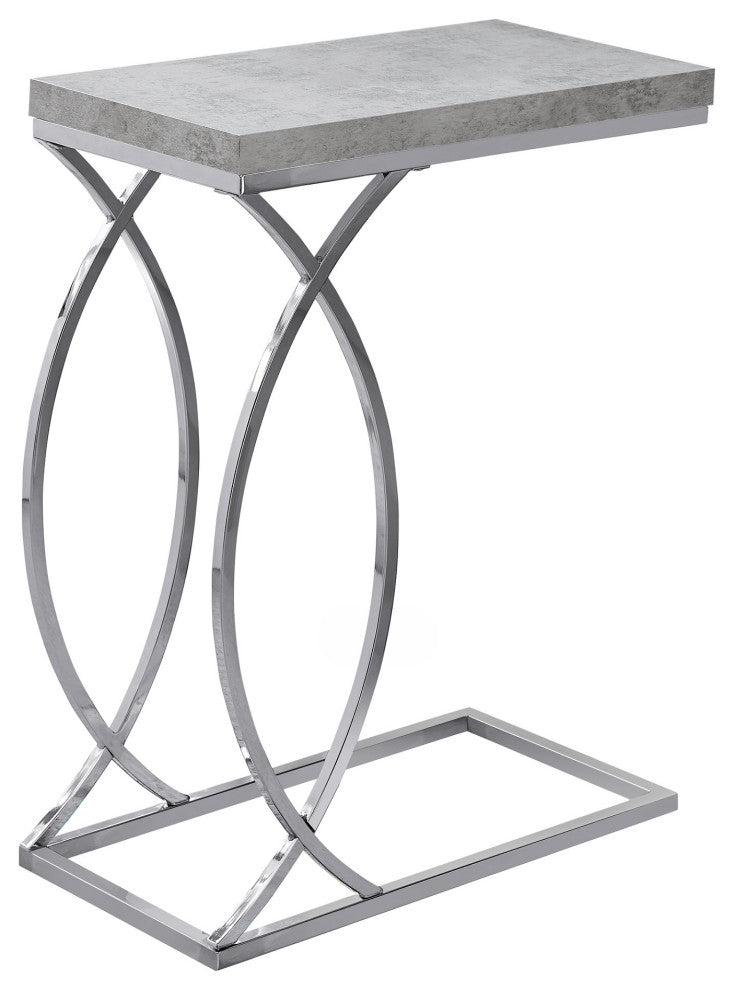 HomeRoots 18.25" x 10.25" x 25" Grey Mdf Laminate Metal Accent Table