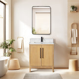 Gara Bath Vanity, Stone Top, Washed Ash Grey, 30", Single Vanity, No Mirror