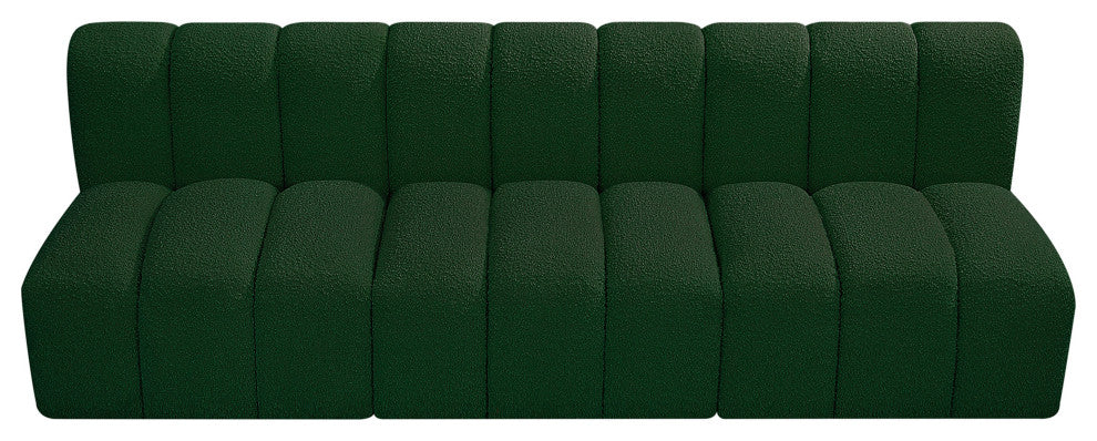 Arc Boucle Fabric Upholstered 3-Pc. Modular Sofa, Green