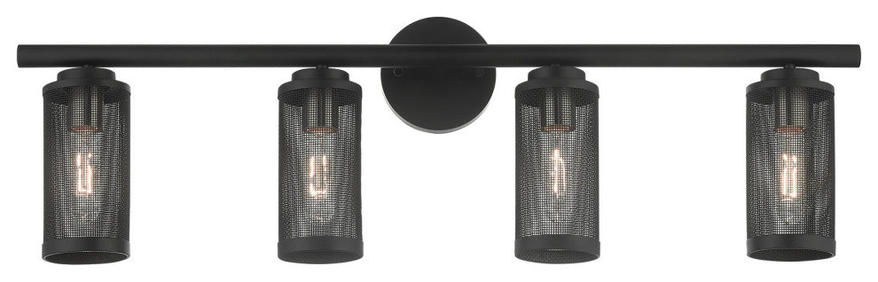 Livex Lighting Industro 4 Light Black, Brushed Nickel Large Vanity Sconce