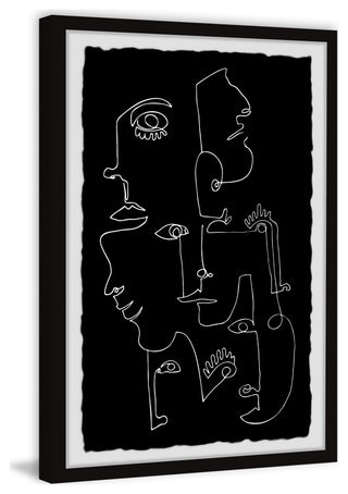 "Line Face Illusion" Framed Painting Print, 24x36