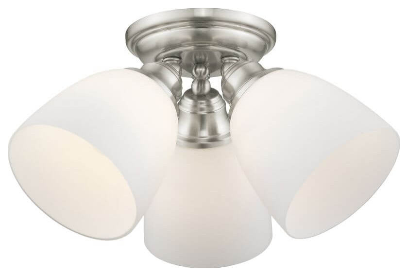 Livex Somerville 3 Light 14" Flush Mount, Brushed Nickel