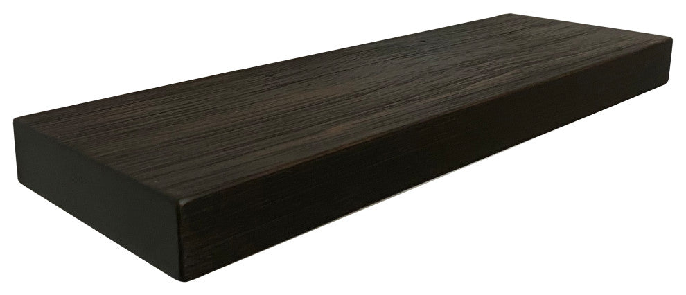 Rustic, Floating Shelf, 2" Thick x 8" Deep, with Mounting, Mocha, 30"