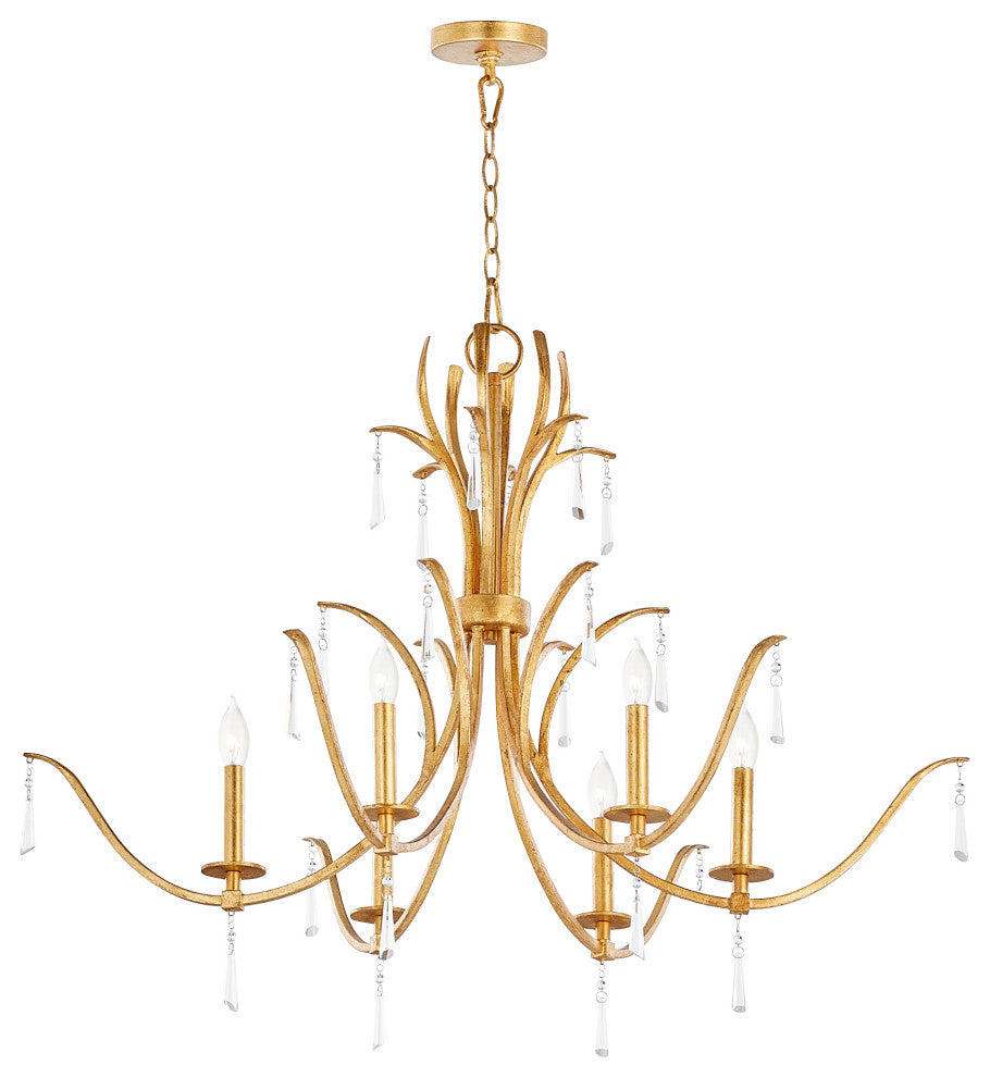 Quorum 620-6-74 6-Light Chandelier, Gold Leaf