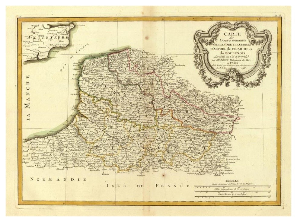 "Flandre francoise, Artois, Picardie, Boulenois, 1785" Paper Art, 38"x29"