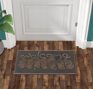 A1HC Designer "Welcome" Rubber Doormat, Cat Tail Welcome
