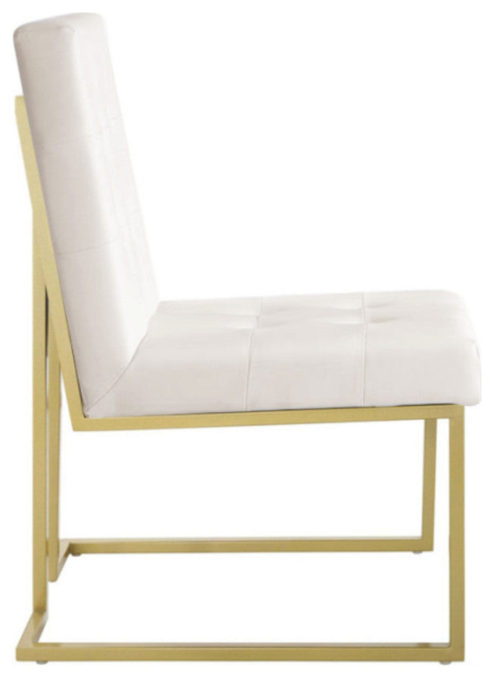 Pierre Gold Stainless Steel Dining Chair - Off White (Set of 2)