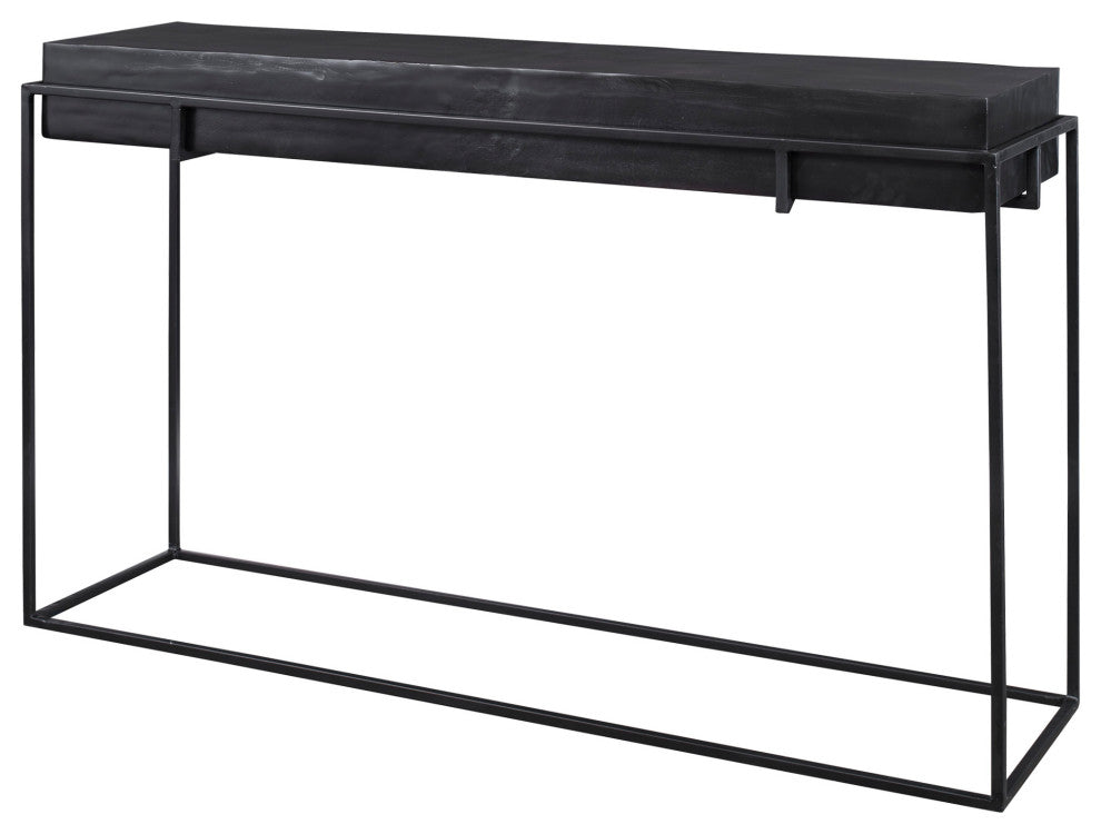 Uttermost 25110 Telone 15"W Aluminum Top Iron Console Table - Oxidized Black
