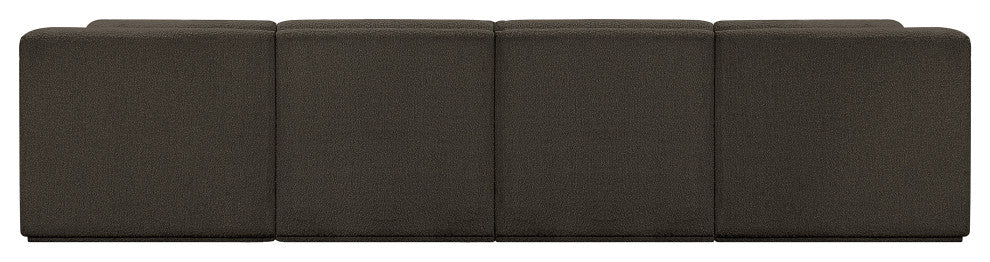 Ollie Black Boucle Fabric L-Shaped Modular Sectional, Brown, 5-Piece: 3 Armless Chair, 2 Corner Chair