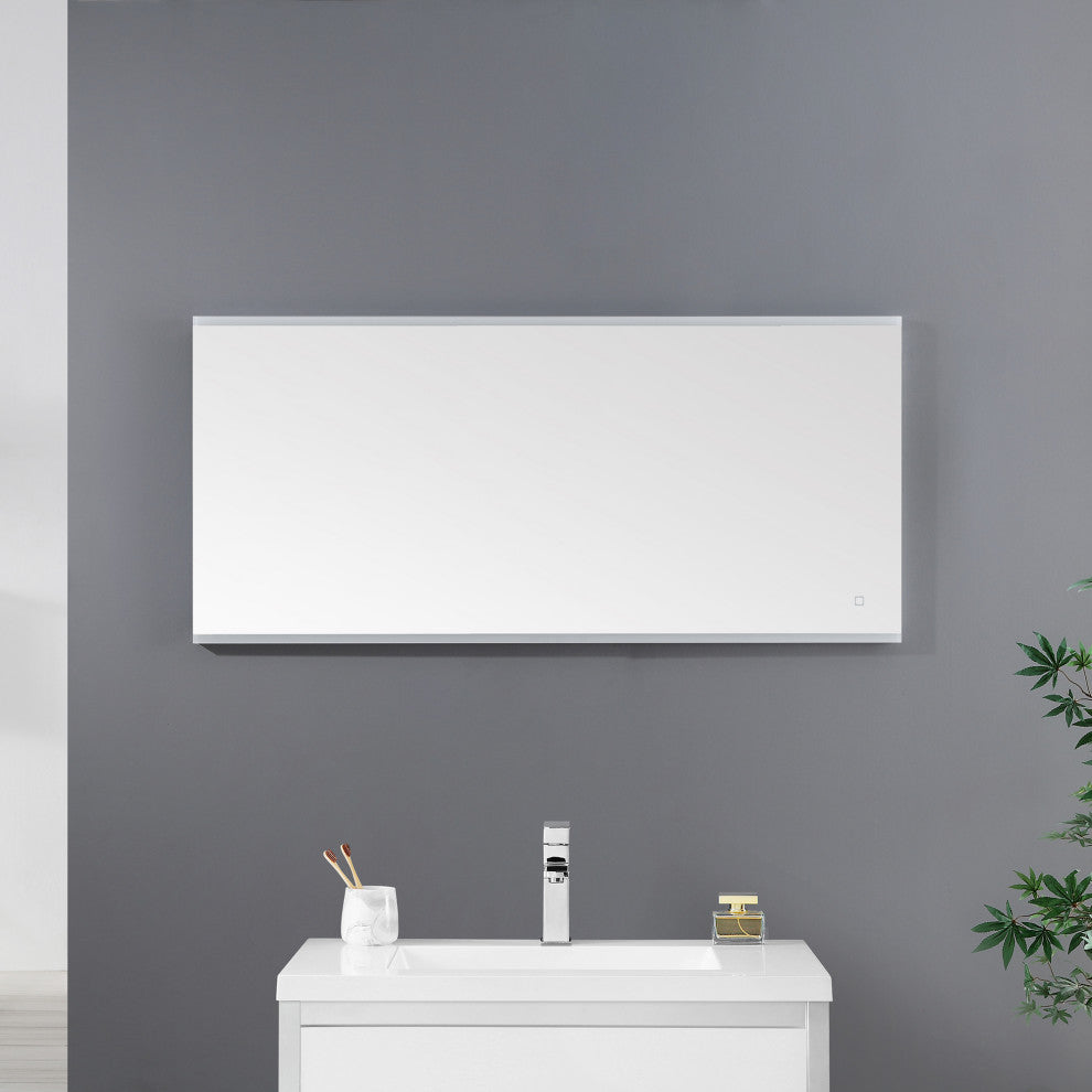 Ove Decors Caro LED 60 x 28 in. Mirror in White and Aluminum Finish