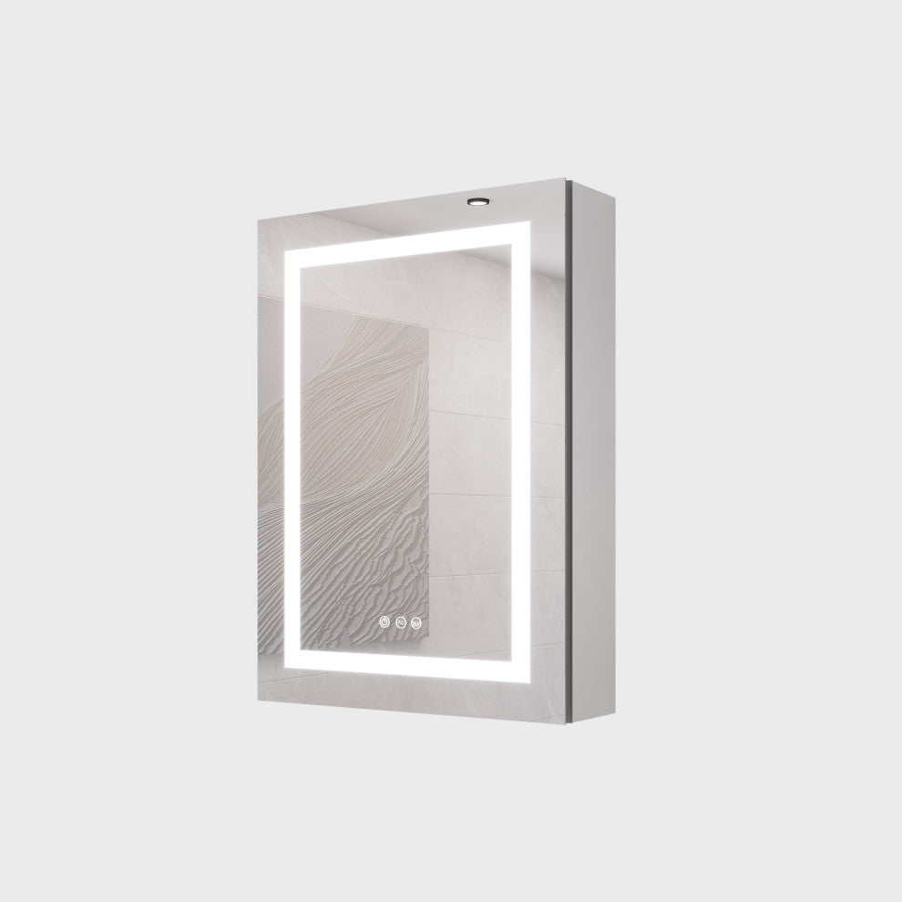 20" Surface Mount Aluminum Medicine Cabinet with Mirror and LED Lights