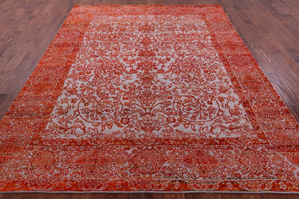 7' 11" X 9' 10" Persian Handmade Wool & Silk Rug - Q15810