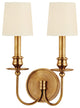 Cohasset 2-Light Wall Sconce, Aged Brass With Cream Eco-Paper Shade