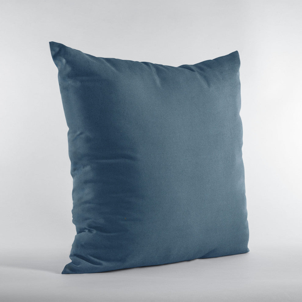 Navy Solid Shiny Velvet Luxury Throw Pillow, Double sided 24"x24"