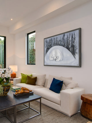 "Bear Hibernation" Framed Painting Print, 24"x16"