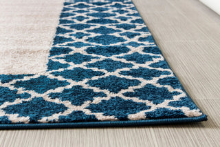 Albert Lattice Print Rug - White and Blue - 5' X 8'