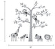 Safari Tree with Cute Animals Wall Decal, Scheme C
