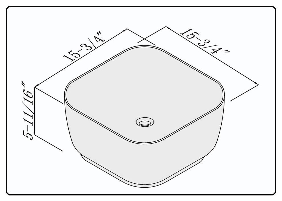 Fine Fixtures White Vitreous China 16" Thin Edge Vessel, Square