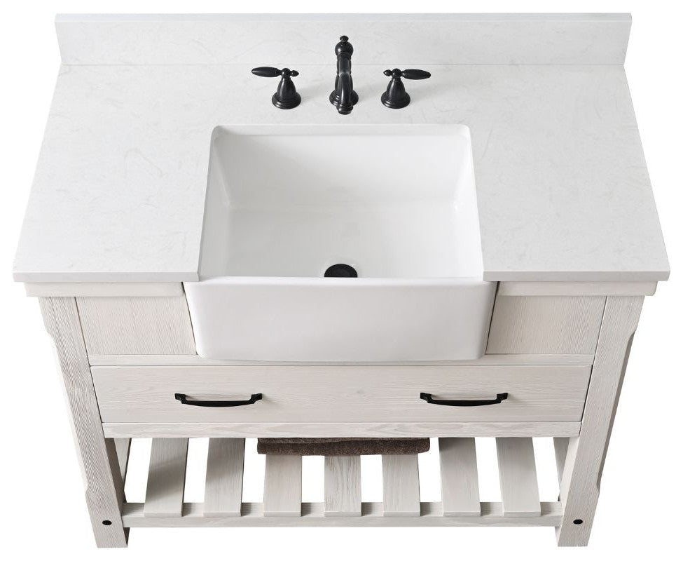 Wesley 42" Bathroom Vanity, White Wash