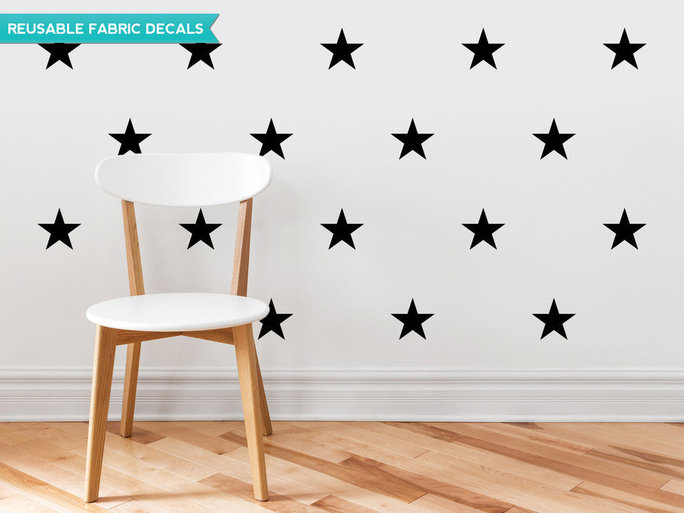 Stars Fabric Wall Decals, Set of 30 Stars, Black