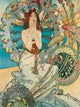 Tile Mural, Monaco Monte Carlo Girl Sea Birds By Alfons Mucha Ceramic, Glossy