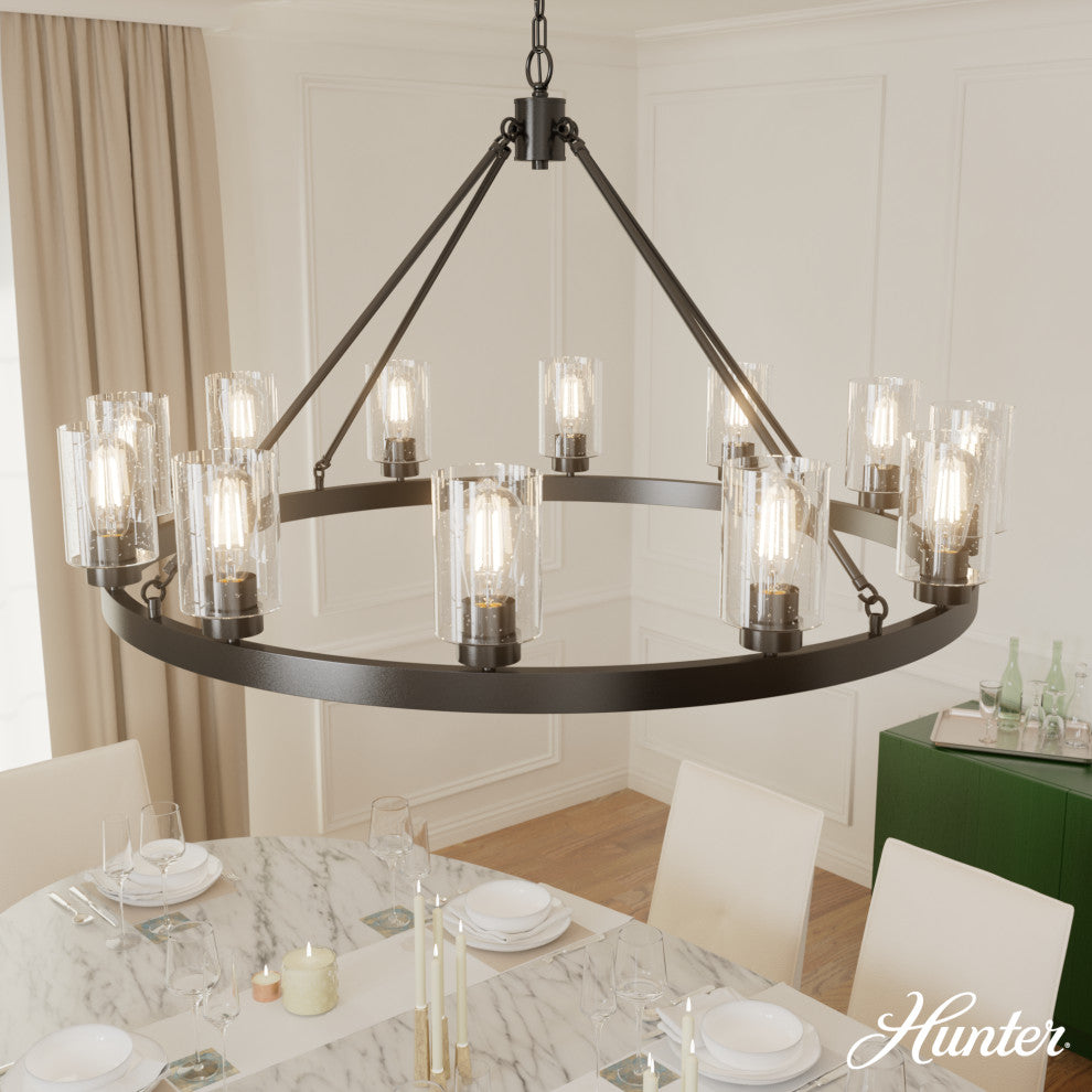 Hartland Noble Bronze With Seeded Glass 12 Light Chandelier Ceiling