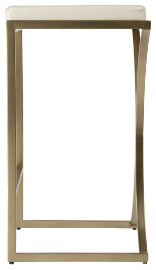 Natalya 31 in. Seat Height Faux Leather & Metal Backless Bar Height Stool