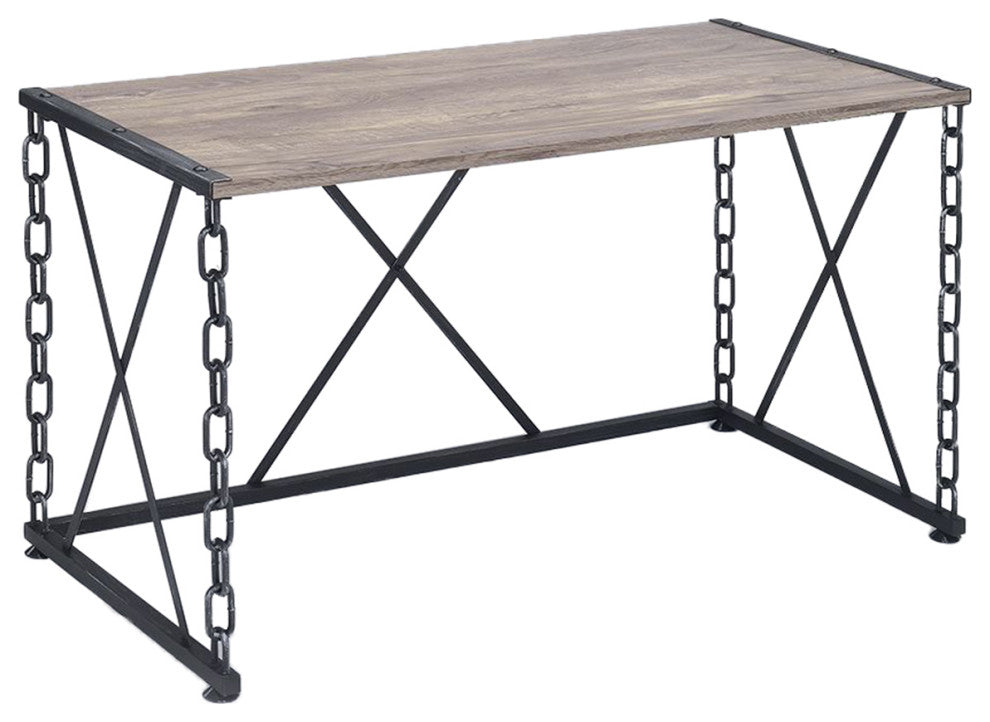 ACME Jodie Console Table, Rustic Oak and Antique Black Finish